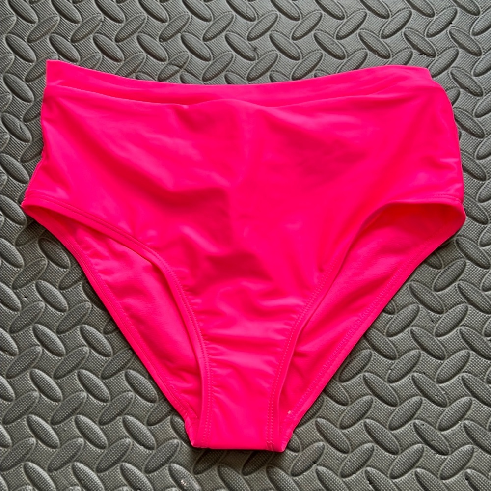 Vibrant Pink High-Waisted Bikini Bottom